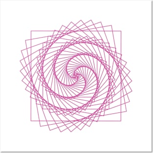 Geometric pink square spiral - relaxing pattern Posters and Art